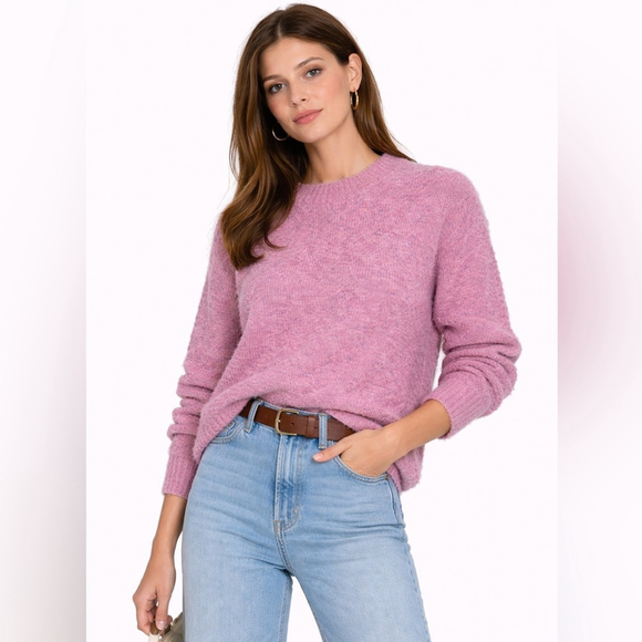 artlove paris Sweaters - Artlove Paris Pink Fluffy Sweater XL Textured Knit Round Neck